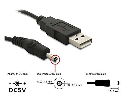 USB A auf DC Stecker Kabel 1,5m - 5V - schwarz