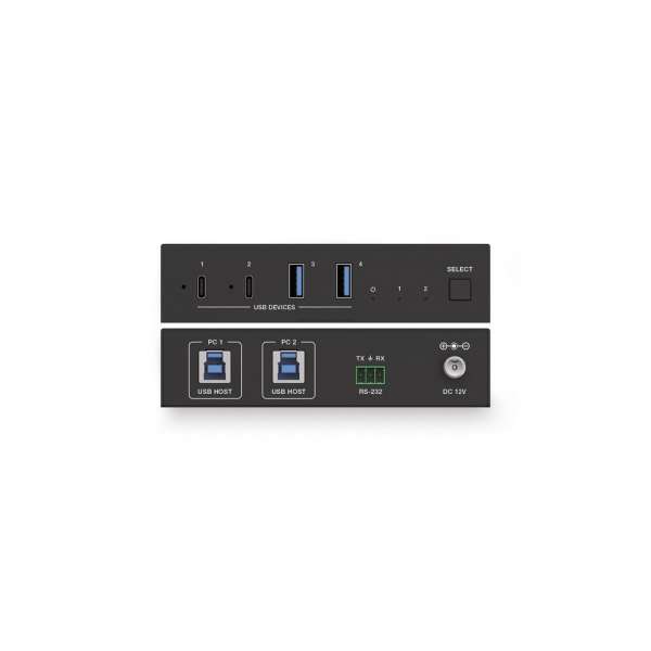 PureTools - 2x4 USB3.2 Gen1 Switch - 5Gbps - Dual Input USB3.2 Gen1 Quad Port ProAV Switch