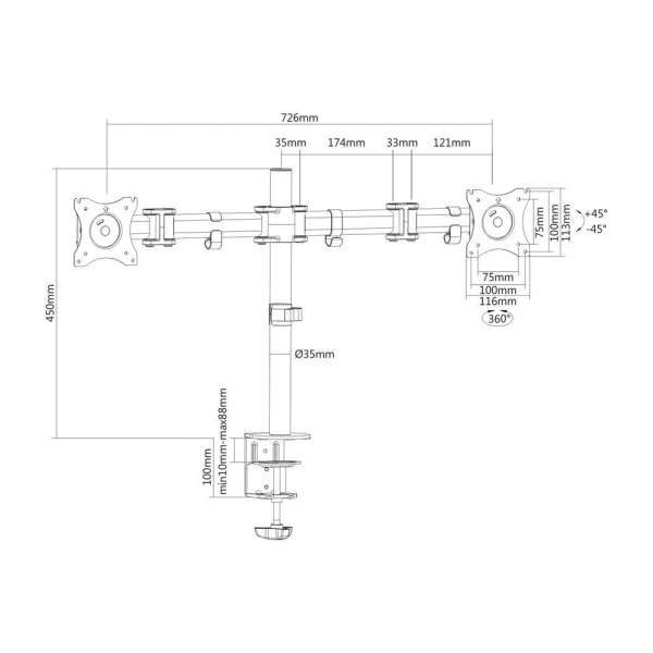 PureMounts® Schreibtisch Halterung - 2fach