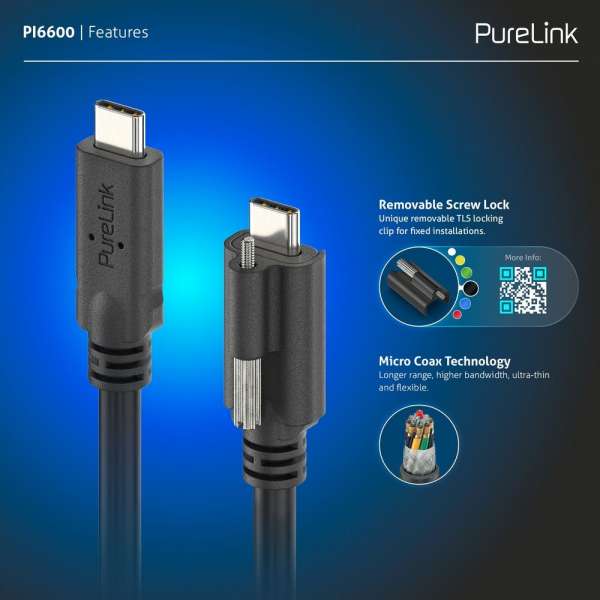 USB-C auf USB-C Kabel mit E-marker USB4 Gen2x2 20Gbps, 240W - PureInstall 0.50m
