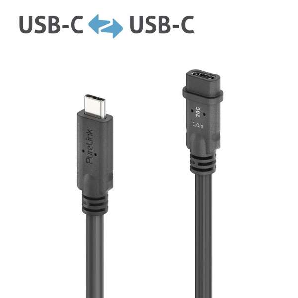 USB-C auf USB-C Verlängerungskabel USB4 Gen2x2 20Gbps - PureInstall 1.00m