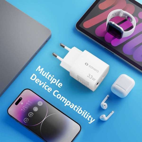 sonero USB-C & USB-A GaN Ladegerät - 2 Port - 33W PD - weiß