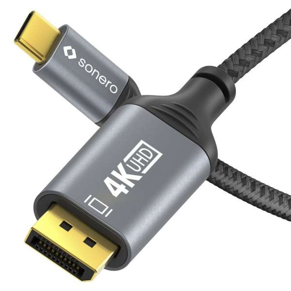 USB-C auf DisplayPort Adapter - 4K60, 21,6Gbps - grau/schwarz - 0,10m