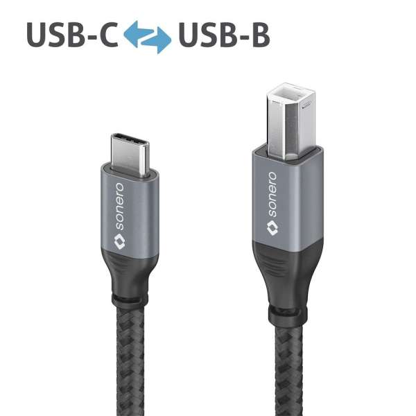 sonero USB 2.0 Kabel - C/B - Aluminium - space grey/schwarz - 1,00m