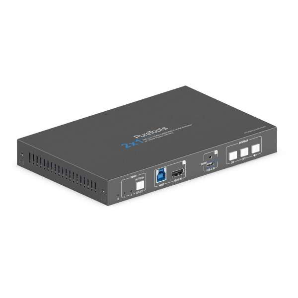 PureTools - 2x1 USB-C / HDMI KVM Switcher - 4K (60Hz 4:4:4) HDMI+USB / USB-C mit 100W PD