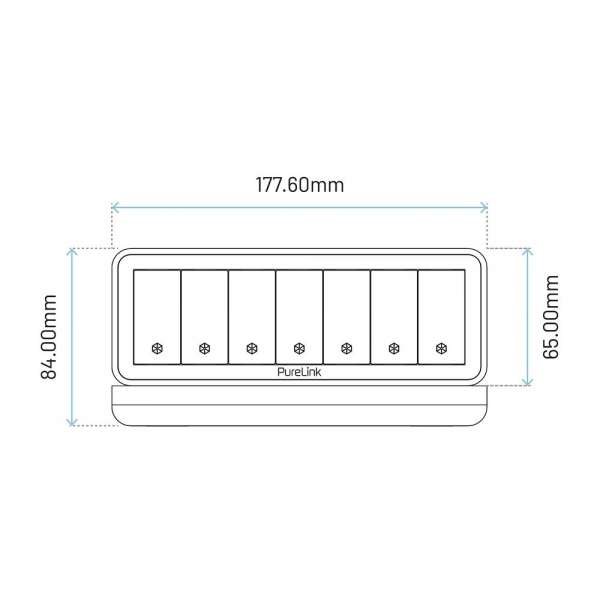 mediahub2 - 7 -Slot, freistehend, On-Table Design - space-grey Gehäuse und mattschwarze Module. 65W PD-Modul + 5 Leerplätze. Buchse - Keine AC-Buchse. Stecker - Wieland GST18