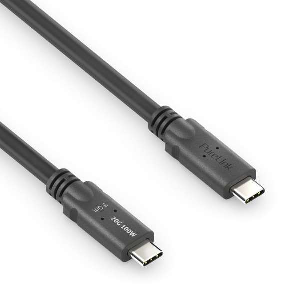 USB-C auf USB-C Kabel mit E-marker USB4 Gen2x2 20Gbps, 100W - PureInstall 3.00m