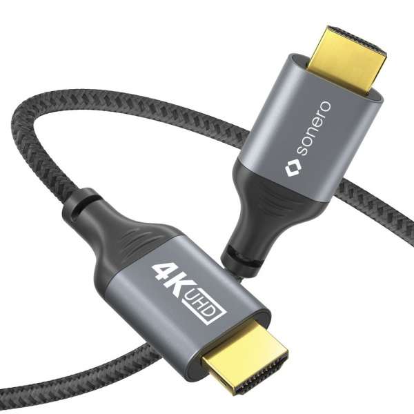 HDMI auf HDMI Kabel - 4K60 - grau/schwarz - 3,00m