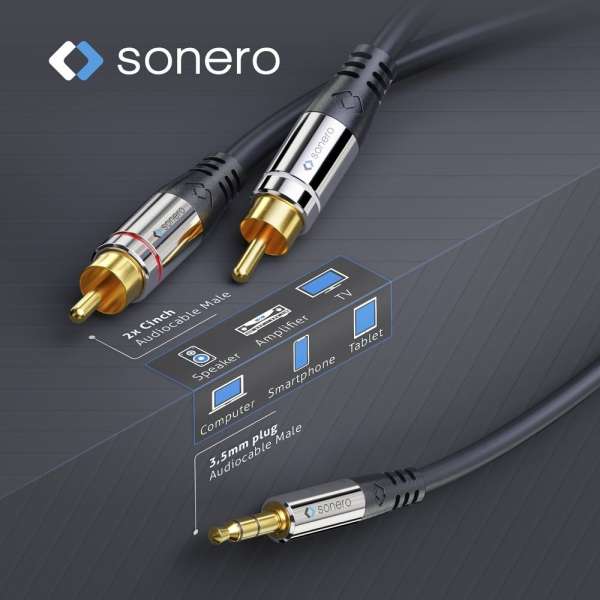 sonero 2x Cinch auf 3,5mm Audio Kabel 0,5m