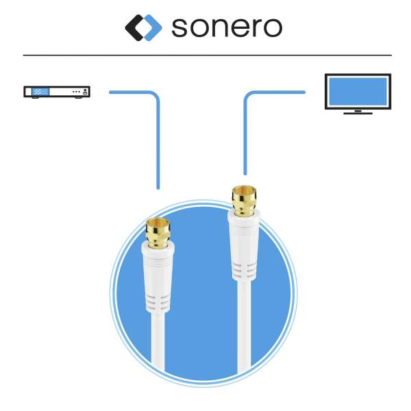 Sonero SAT Kabel, Class A, F Stecker / F Stecker, 3,00m , weiß