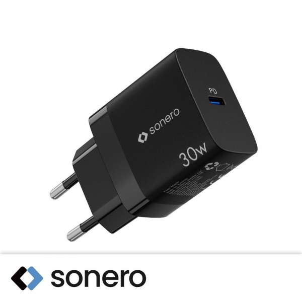 sonero USB-C GaN Ladegerät - 1 Port - 30W PD - schwarz