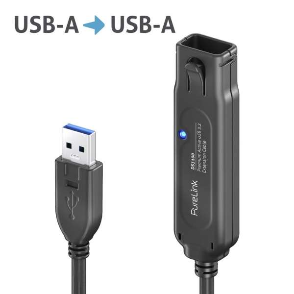 USB 3.2 Gen. 1x1 Aktiv Verlängerung - schwarz - 10,0m