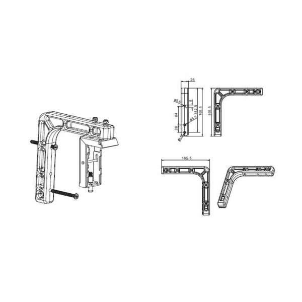 L-Form Verlängerung für Wandbefestigungen 15,2x15,2cm (6x6")