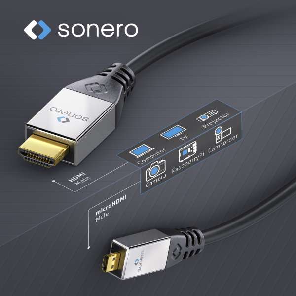 sonero HDMI auf Micro HDMI Kabel 3,0m