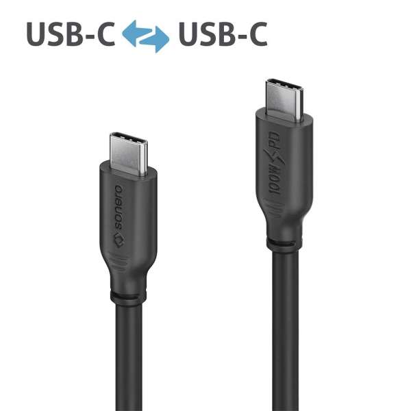 USB-C auf USB-C Ladekabel - USB 2.0, 100W PD - schwarz - 0,50m
