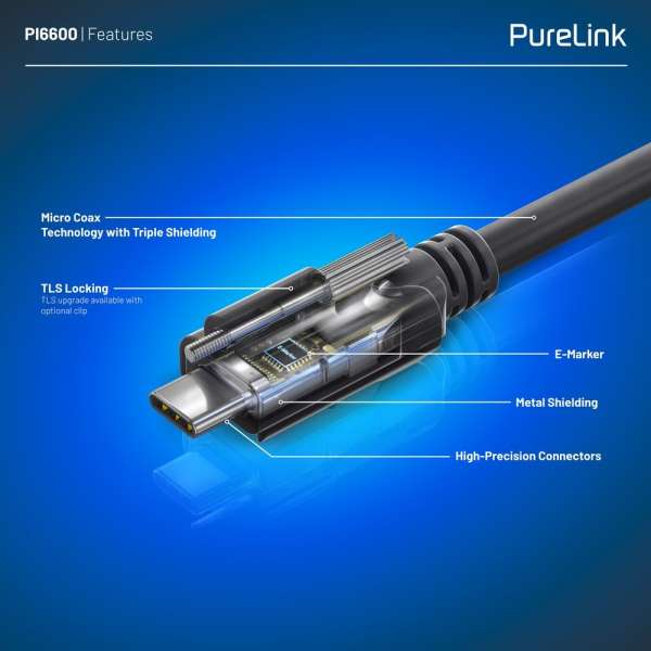 USB-C auf USB-C Kabel mit E-marker USB4 Gen2x2 20Gbps, 100W - PureInstall 3.00m