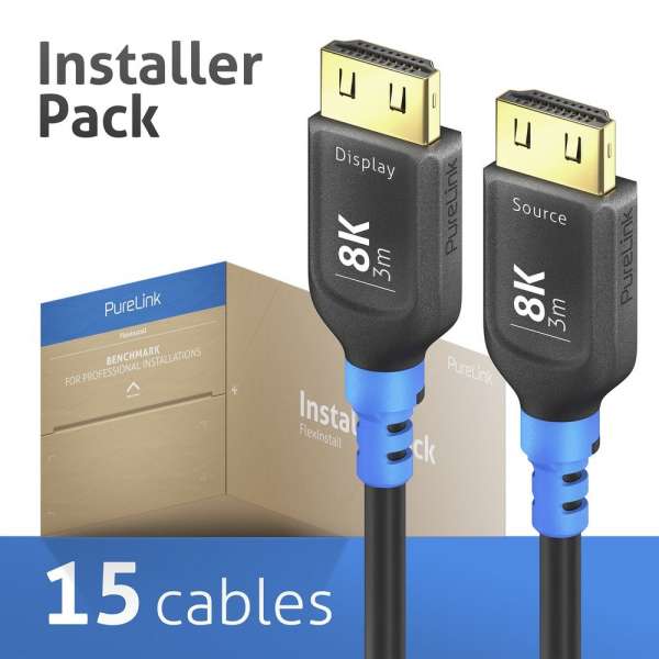FlexInstall AOC HDMI Kabel 8K 48Gbps 3.00m - Installer Pack 15 stk.