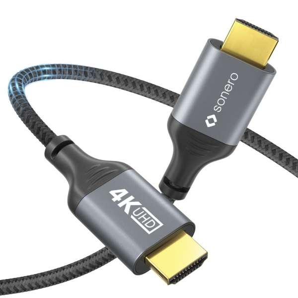 HDMI auf HDMI Kabel - 4K60 - grau/schwarz - 2,00m