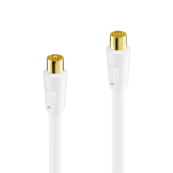 Sonero Antennenkabel IEC Stecker /IEC Buchse mit Ferrite 3,00m, weiß