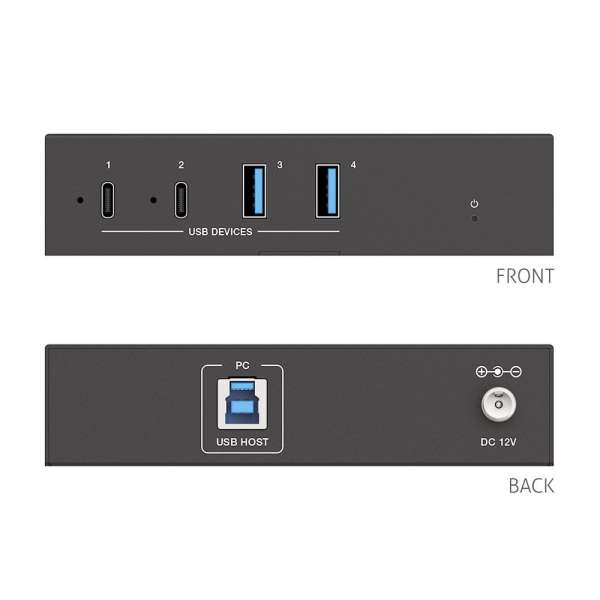 PureTools - 1x4 USB 3.2 Gen1 Hub - 5Gbps - USB 3.2 Quad Port ProAV hub