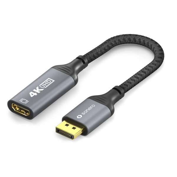 DisplayPort auf HDMI Adapter - 4K60 - grau/schwarz - 0,10m