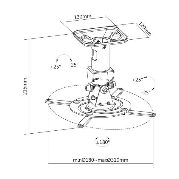 PureMounts® Projektor Halterung Spider Plus Silber