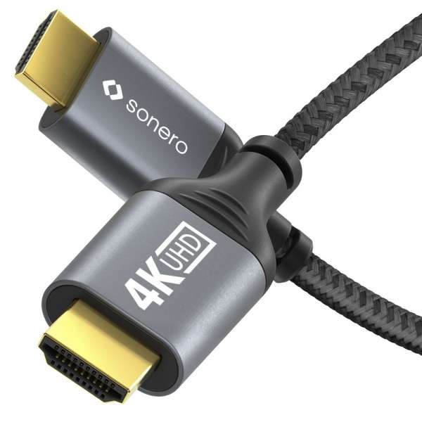 HDMI auf HDMI Kabel - 4K60 - grau/schwarz - 1,00m