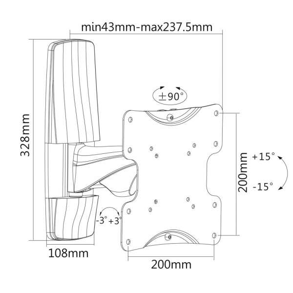 LCD Halterung Neig- & Schwenkbar 23-42"