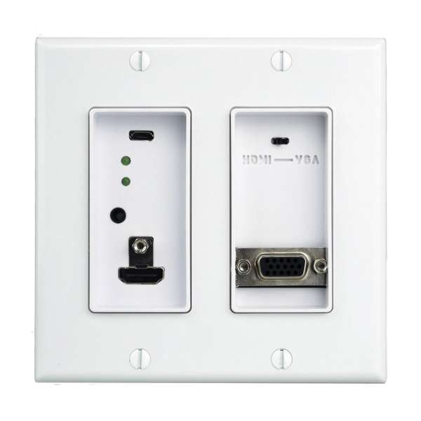 JustAddPower - Ultra Series 2-Gang 4K Wallplate Encoder (Transmitter) mit USB- und VGA-Anschlüssen - Weiß