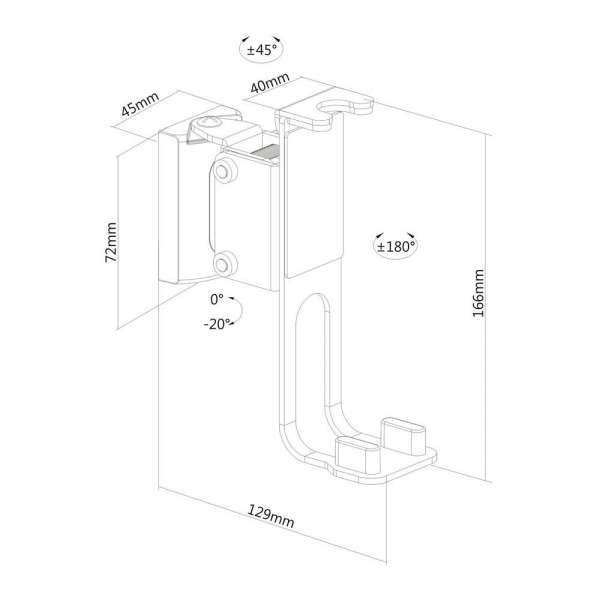 PureMounts® Lautsprecher Wandhalterung für Sonos® One, Sonos® One SL, Sonos® Play1, schwarz