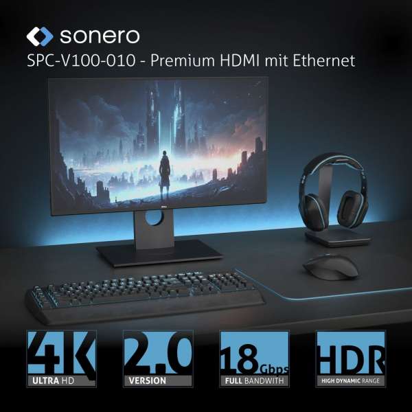 USB-C auf HDMI Adapter - 4K60, 18Gbps - grau/schwarz - 0,10m