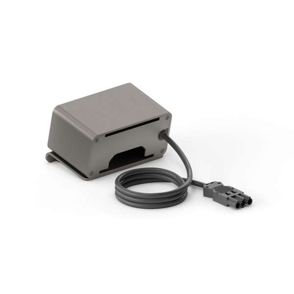 mediahub2 - 5 -Slot, freistehend, On-Table Design - space-grey Gehäuse und mattschwarze Module. 1 Steckdose + 3 Leerplätze. Buchse - DE. Stecker - Wieland GST18