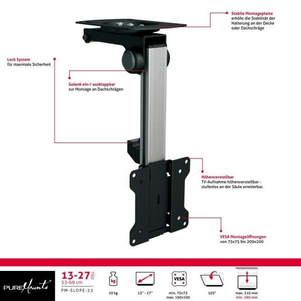 PureMounts® Premium TV Deckenhalterung 13-27''''