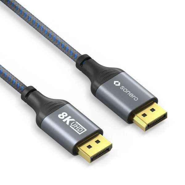 DisplayPort auf DisplayPort Kabel - 8K60 - grau/blau - 1,00m