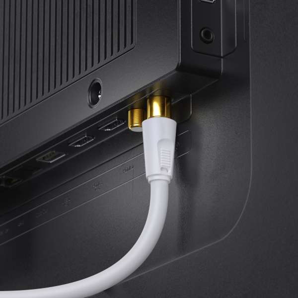 Sonero Antennenkabel IEC Stecker /IEC Buchse mit Ferrite 2,00m, weiß