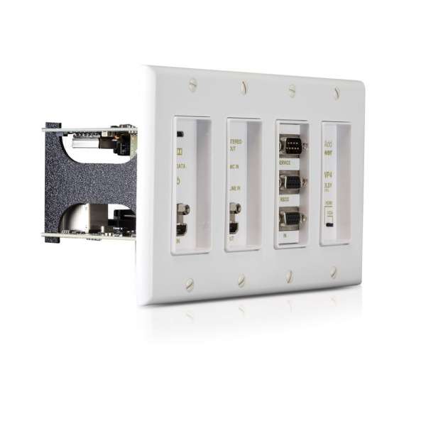 JustAddPower - Ultra Series 4-Gang 4K Wallplate Encoder ( Transmitter) mit Dolby DSP und HDMI-Ausgang - Weiß