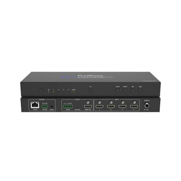 PureTools - 4x1 HDMI 2.0 Multiview Seamless Switch - 4K 60Hz (4:4:4) Seamless Multiviewer, mit TCP/IP und GUI Steuerung