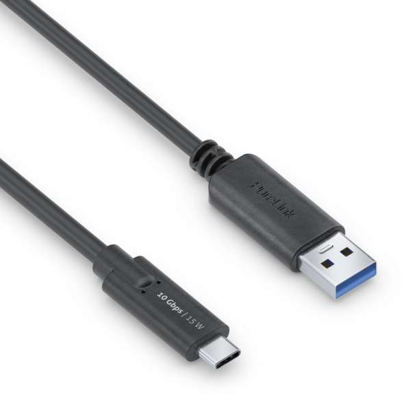 USB-C auf USB-A Kabel - 3.1 Gen 2, 3A/5V/15W, 10G - iSerie - schwarz - 0,50m