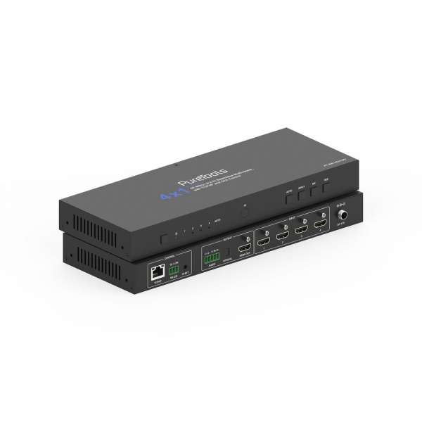 PureTools - 4x1 HDMI 2.0 Multiview Seamless Switch - 4K 60Hz (4:4:4) Seamless Multiviewer, mit TCP/IP und GUI Steuerung