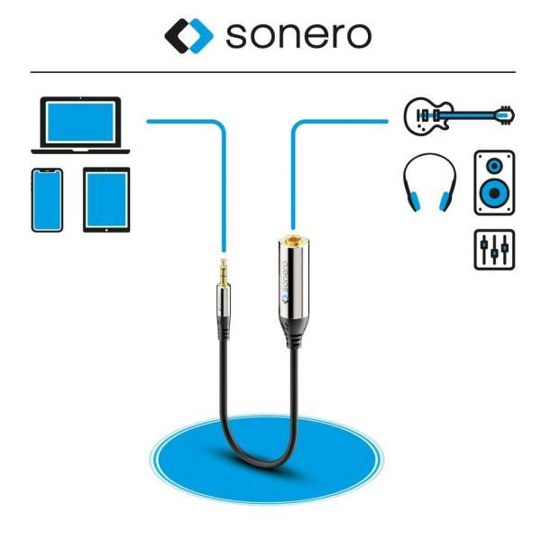 sonero 3,5mm auf 6,3mm Audio Adapter Kabel 0,25m