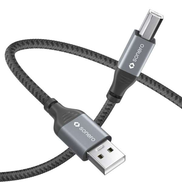 sonero USB 2.0 Kabel - A/B - Aluminium - space grey/schwarz - 0,50m