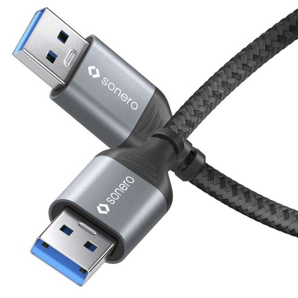 sonero USB 3.0 Kabel - A/A - Aluminium - space grey/schwarz - 0,50m