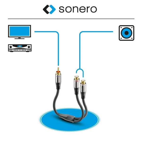 sonero Cinch auf 2x Cinch Subwoofer Adapter Kabel 0,25m
