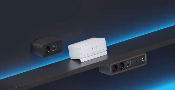 mediahub2 - Tischklemme (schwarz) - Eine sichere Befestigungsmöglichkeit für die freistehende Konfiguration des mediahub2 auf dem Tisch.