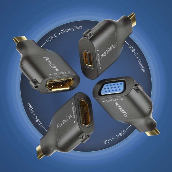 PureLink Adapter Ring Klein - 4x USB-C - USB-C > VGA/HDMI/miniDP/DP, gold plated, schwarz