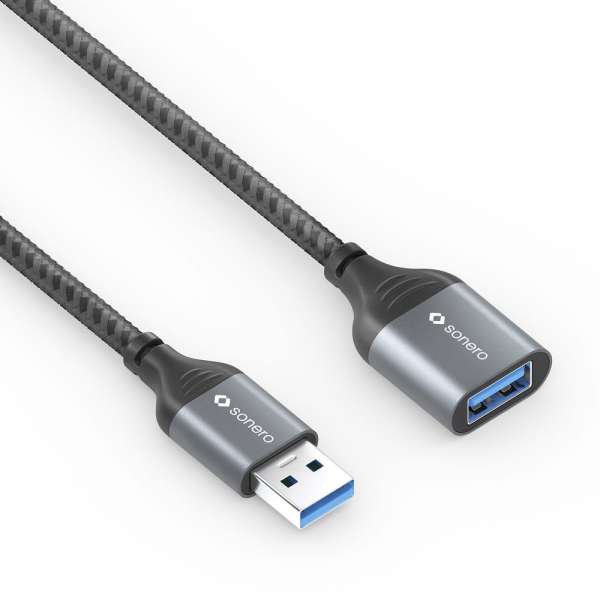 sonero USB 3.0 Kabel - A/A Verlängerung - Aluminium - space grey/schwarz - 2,00m