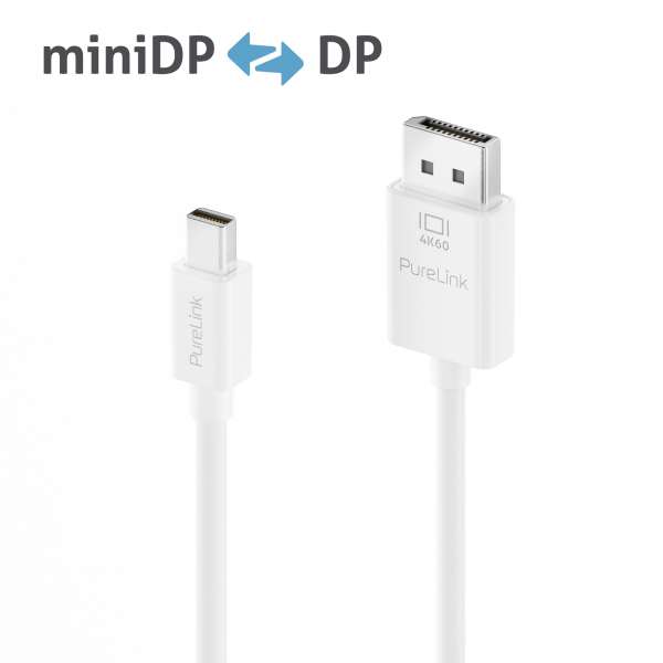 Mini DisplayPort auf DisplayPort Kabel - 4K60 - iSerie - weiß - 2,00m