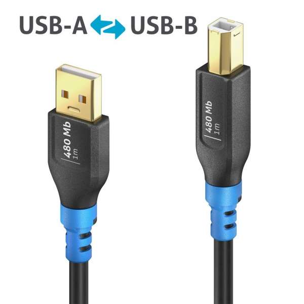 FlexInstall USB-A auf USB-B Kabel USB 2.0 480Mbps 1.00m
