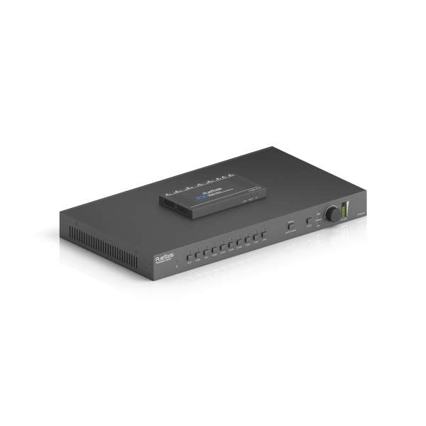 PureTools - Scaler Switcher 9x2, 4K, 3-Level MIC, HDMI & HDBT Ausgänge, Balanced Audio + Verstärker