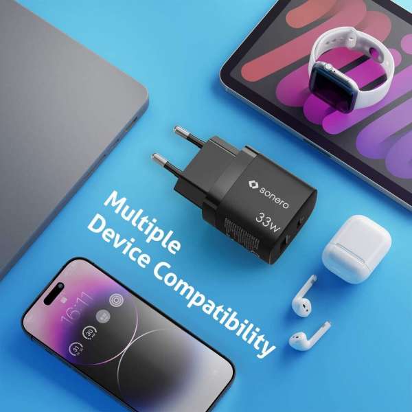 sonero USB-C & USB-A GaN Ladegerät - 2 Port - 33W PD - schwarz
